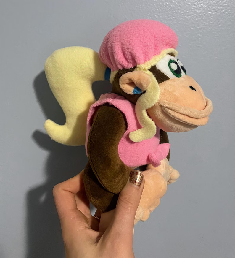 8" Dixie Kong Handmade Mario DK Monkey Plush Stuffed Animal Custom