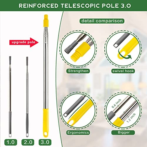 17FT Extendable Duster with 2-9 ft Extension Pole for High Ceilings, Cobweb