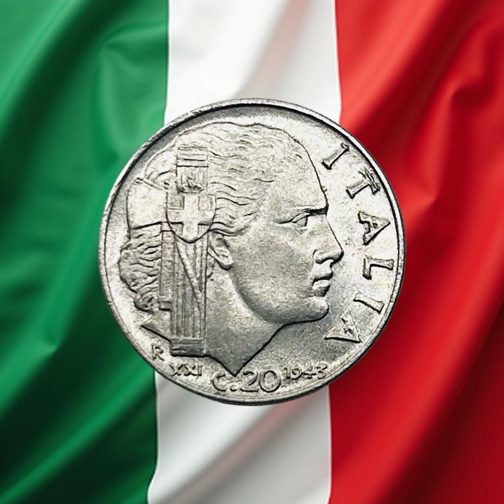 1943 Italy 20 Centesimi - Combined Ship