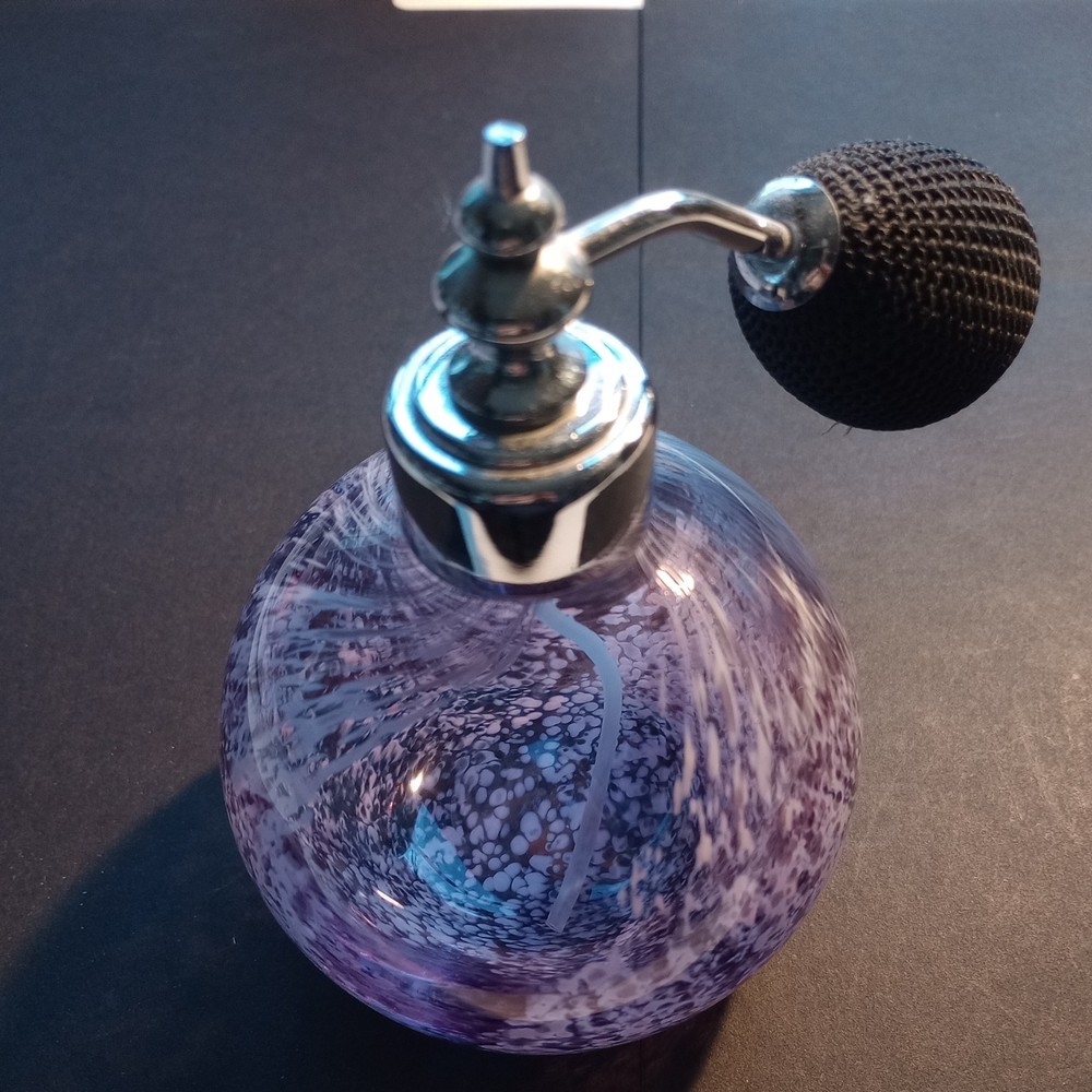 BLUE SWIRL GLASS PERFUME BOTTLE ATOMISER