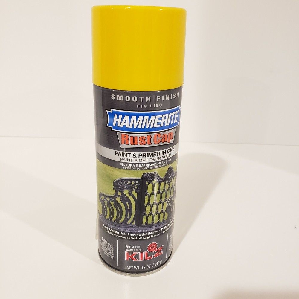 Hammerite Spray Paint Smooth Bright Yellow Finish Rust Cap 12 oz. New