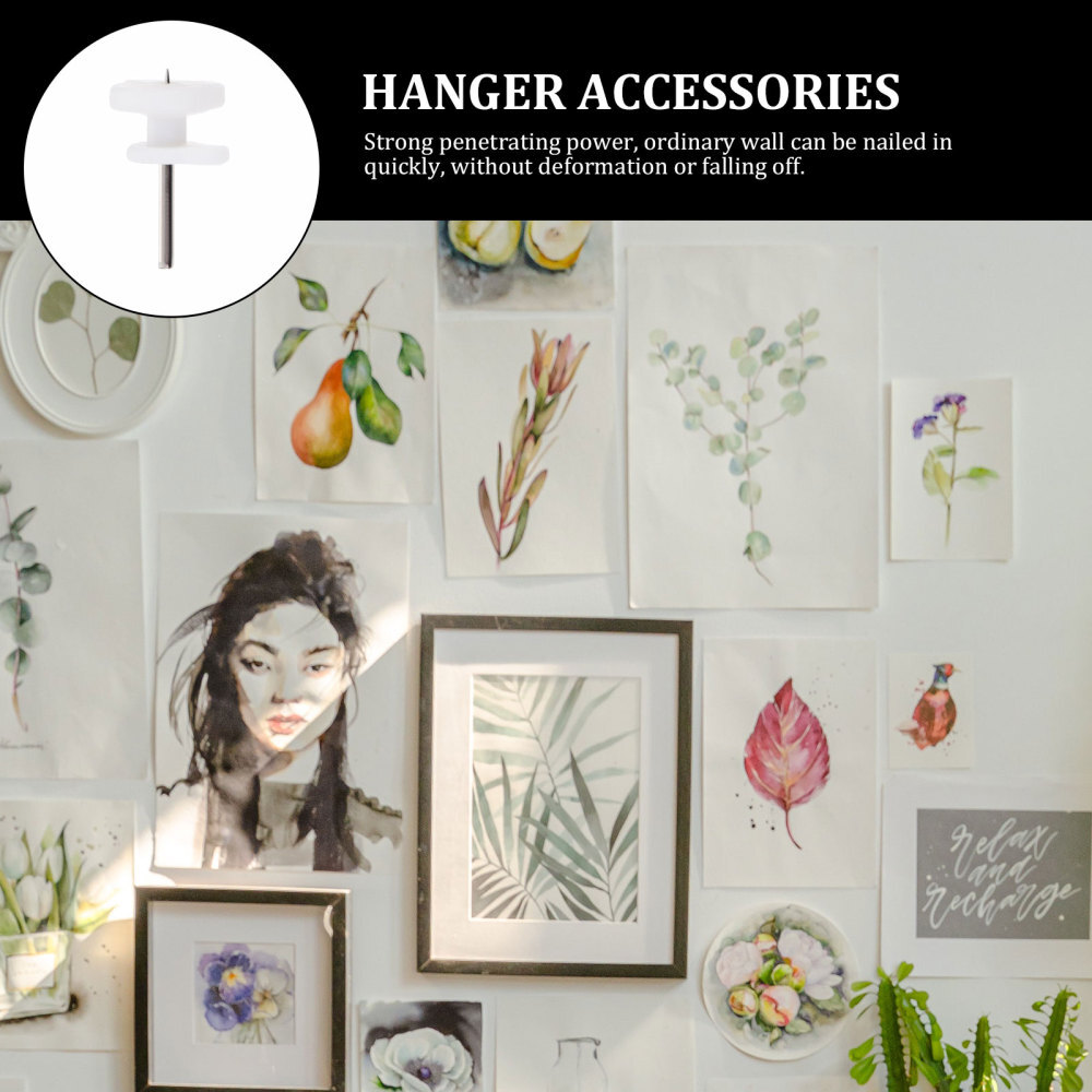 50PCS White Photo Frame Holders Frame Hanging Hooks Frame Hangers Nails