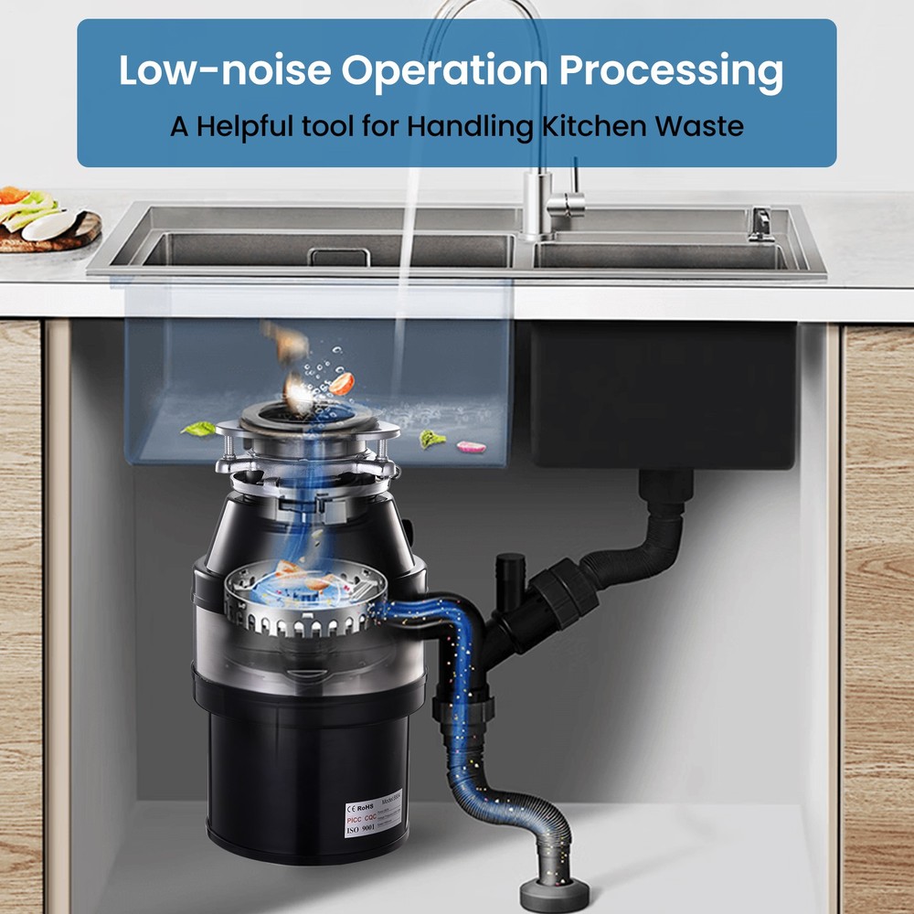 NTUD 3/4 HP Continuous Feed Garbage Disposal With Cord, Anti-Jam & Compact US