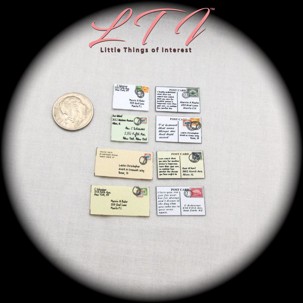 1:6 Scale MAIL ENVELOPES AND POSTCARDS Miniature Playscale