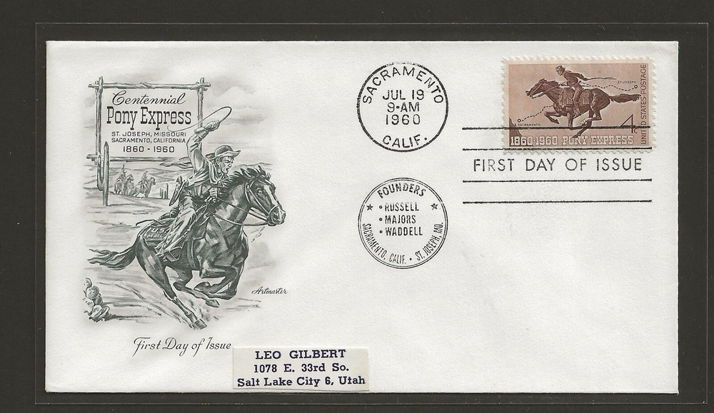 1960 US 4c Pony Express Centennial FDC Scott #1154