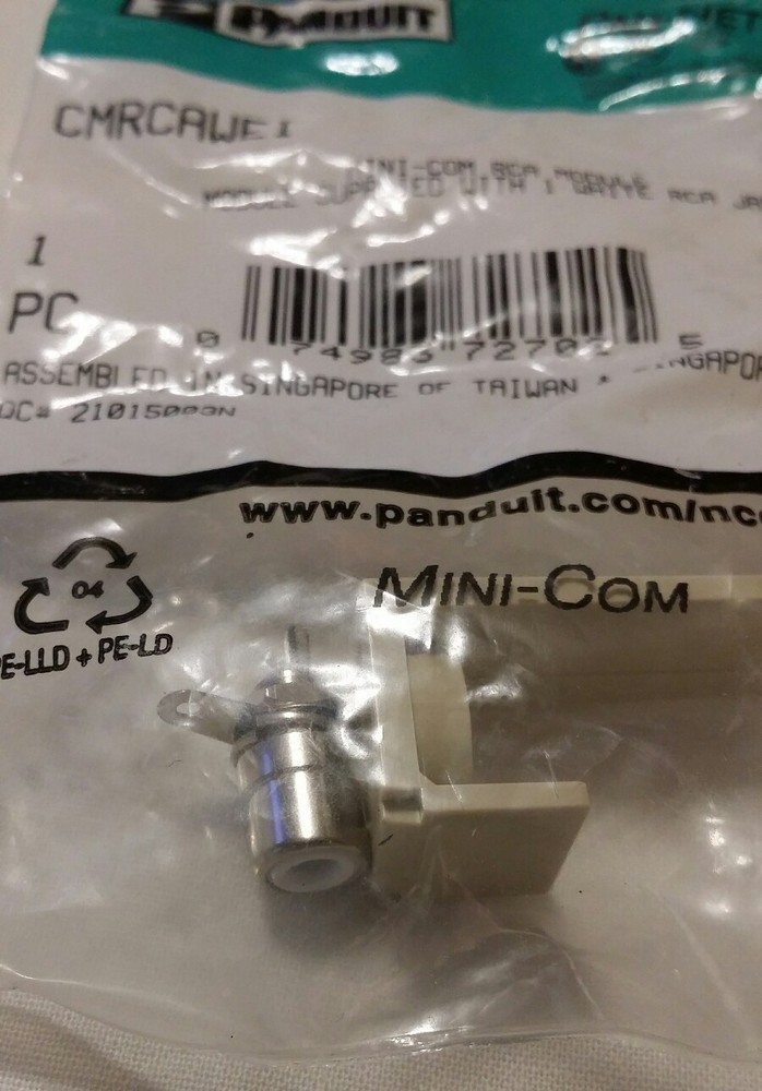 NEW Panduit Pan-Net CMRCAWEI Mini-Com RCA Module With 1 White RCA Jack