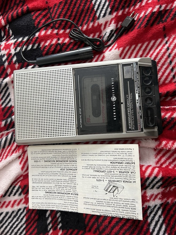 General Electric 3-5336D Handheld Cassette Voice Recorder Microphone Auto Level
