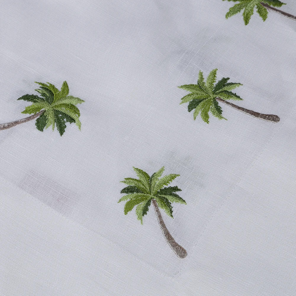 Serenk Palm Tree Linen Tablecloth White 155x250cm