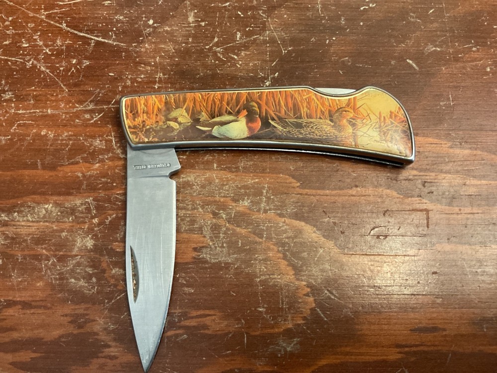 Ducks In Pond Folding Pocket Knife 2.5” Long  Pre Owned