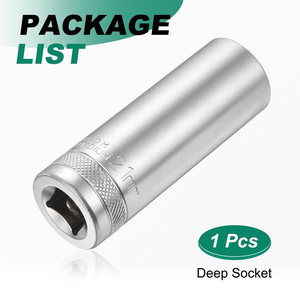 6 Points Deep Socket 1/2" Drive 21mm Nickel Plating Hex Socket 3.1" Long