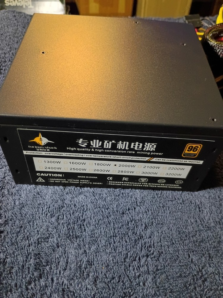 Furious Shark 2000W PSU Bitcoin Mining Power Supply 96 Efficiency, 50% Load