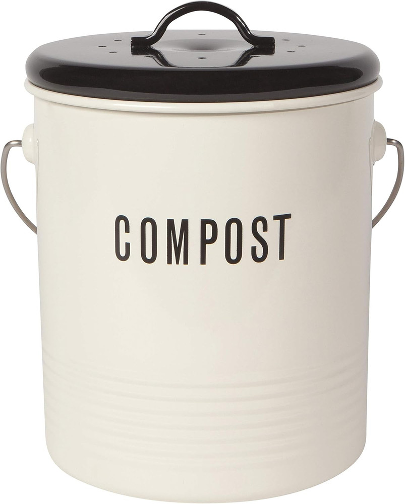 Vintage Compost Bin, Ivory