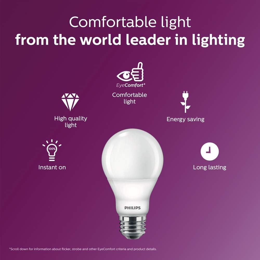 Philips LED Dimmable A19 Light Bulb with Warm Glow Effect 6 pack