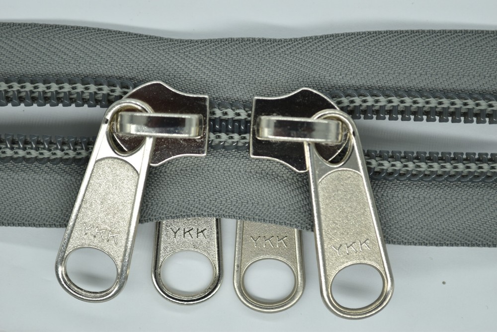 10mm X Spiral Zipper - Light Grey Shape 2 Double Handles Silver