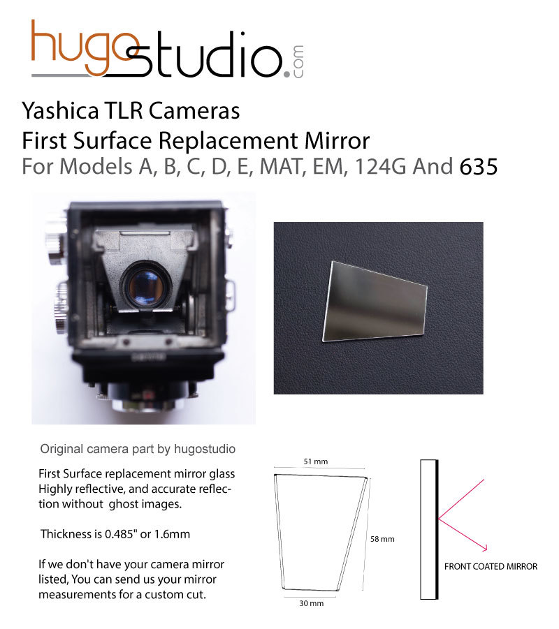 Yashicaflex TLR Cameras Replacement Mirror - Front Coated