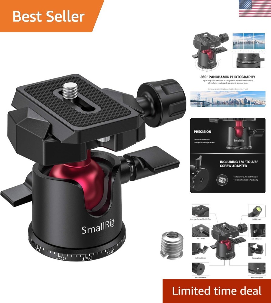 Versatile Mini Ball Head for Cameras & GoPro - Precision Adjustments & Stability