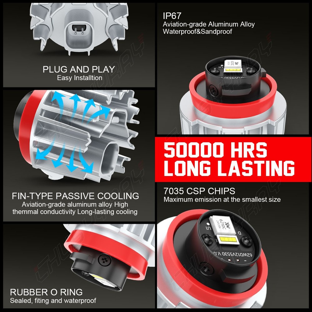 White Switchback L1B LED Front Fog Light Bulbs For Toyota Corolla Prius