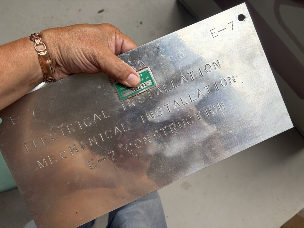 Vintage NASA Space E-7 Electrical Mechanical Construction Aluminum Panel