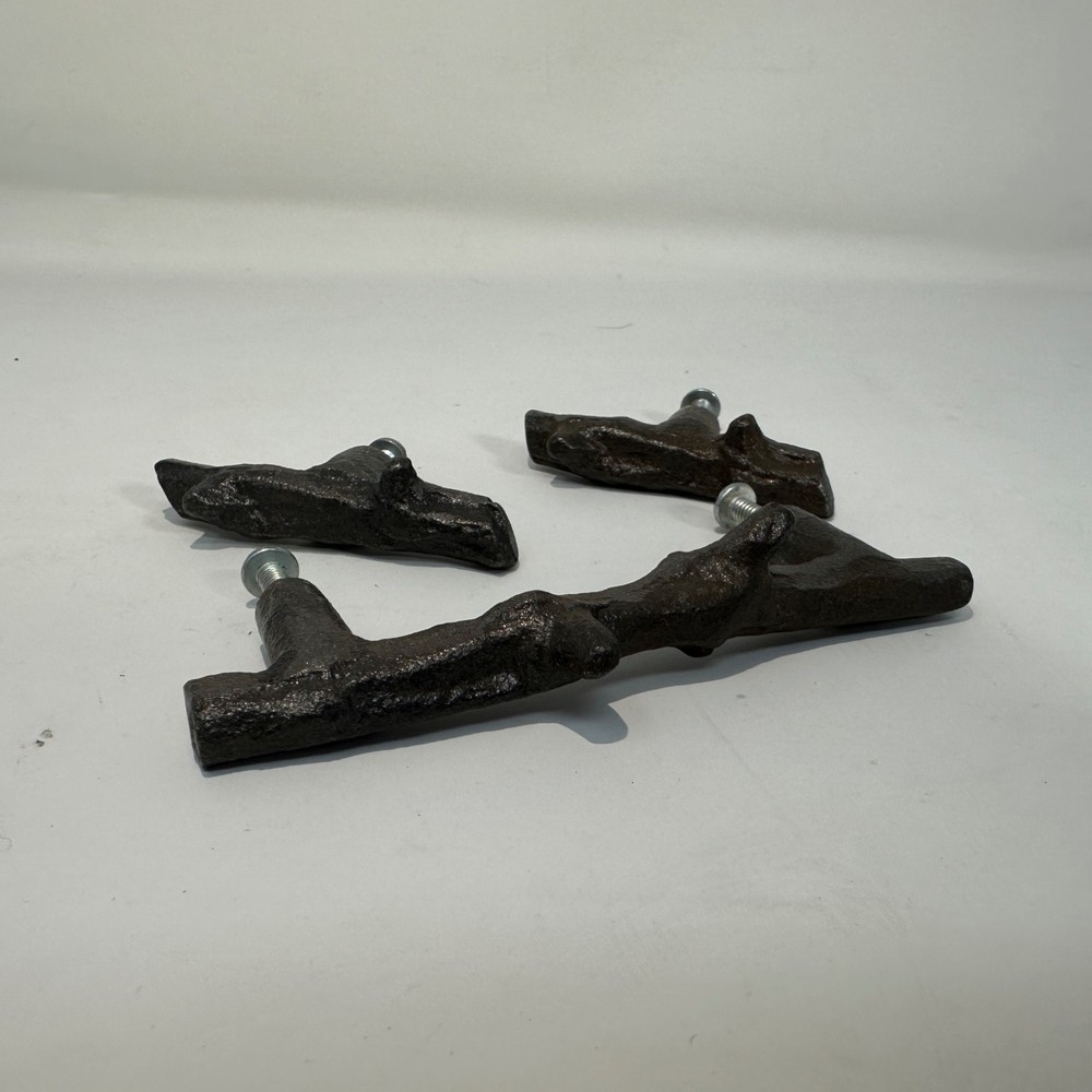 Vintage 3 Twig Cabinet Pulls aged bronze