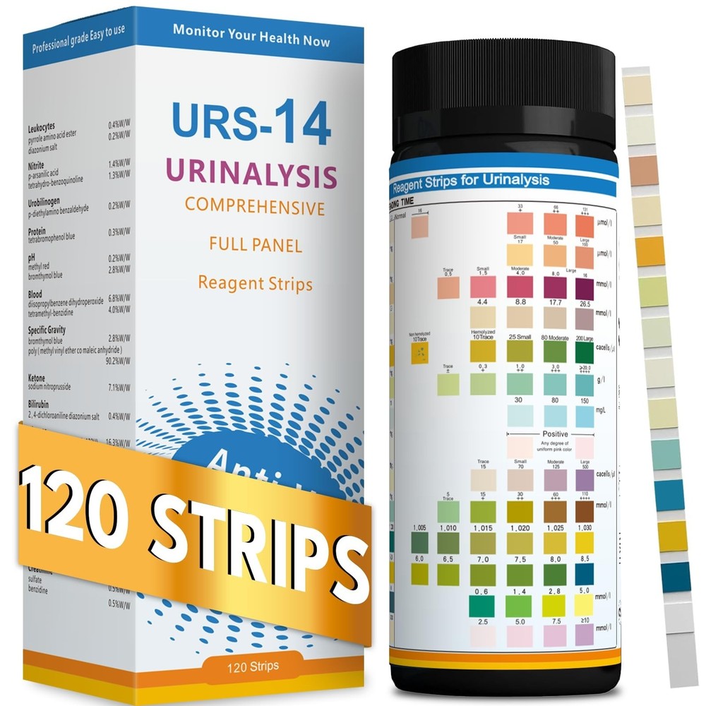120 Urinalysis Test Strips for UTI Detection, LEU, PRO, KET - Fast Home Testing