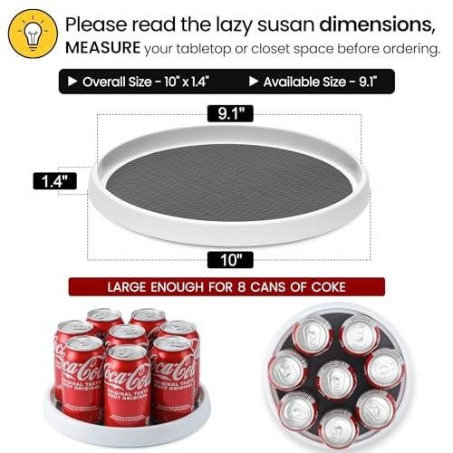 Set of 4, 10 Inch Non-Skid Lazy Susan Organizers - Turntable Rack for 4 Pack