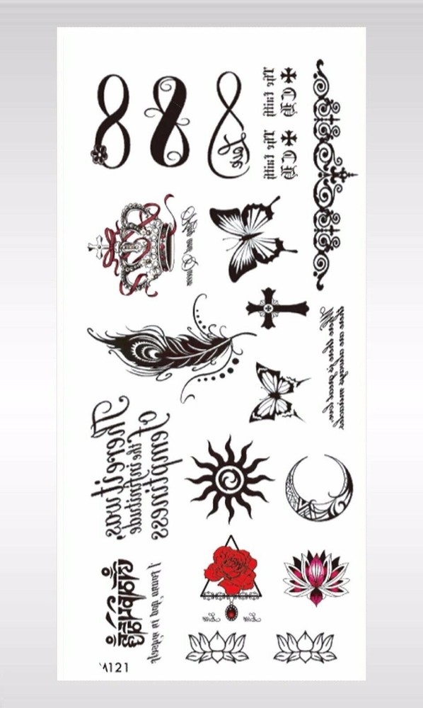 10 sheets Removable butterfly rose temporary tattoo