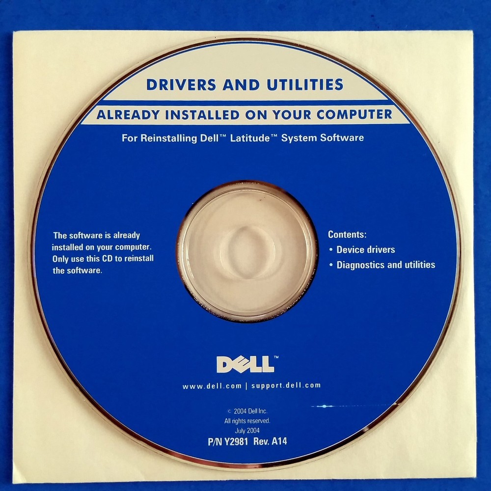 Dell Latitude D600 D800 System Software Reinstallation CD-ROM Drivers Diagnostic