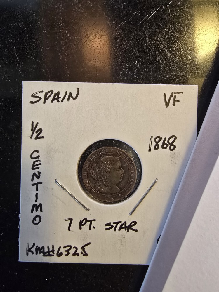 Spain 1/2 Centimo 1868
