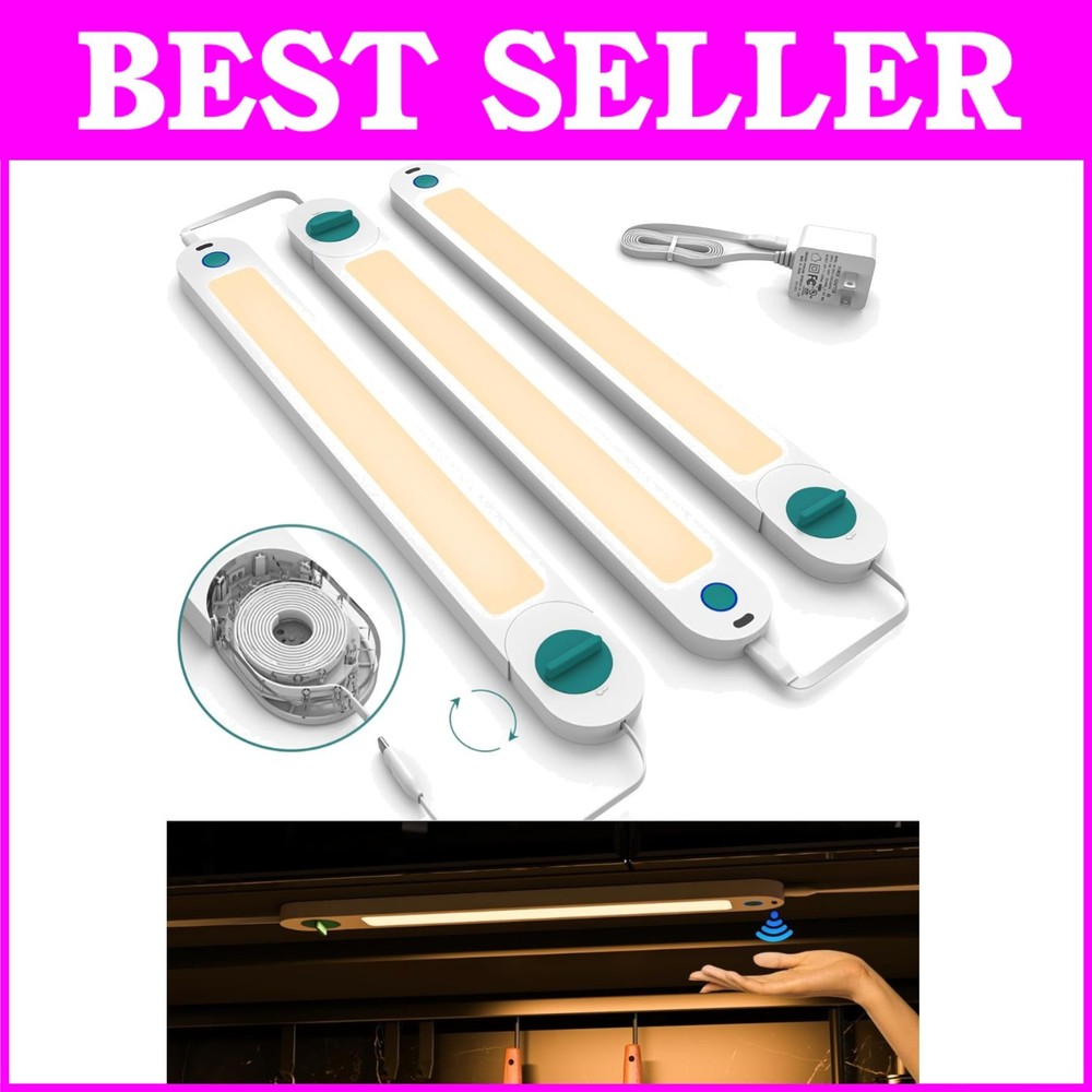 Slim Profile Under Cabinet LED Lights - Dimmable & Motion Activated 3 Pack