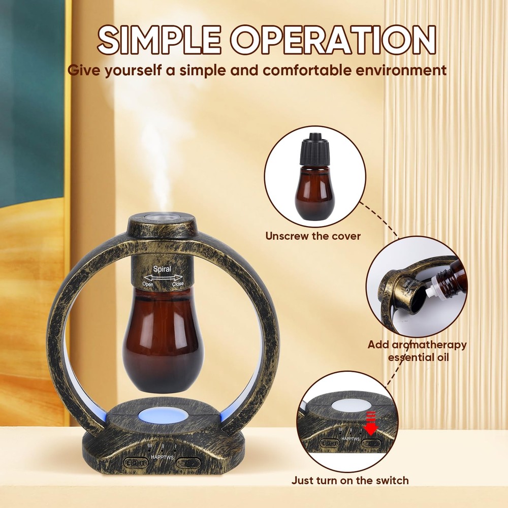 HAPPTWS Essential Oil Diffuser Set- 3 Timer Settings Copper Color