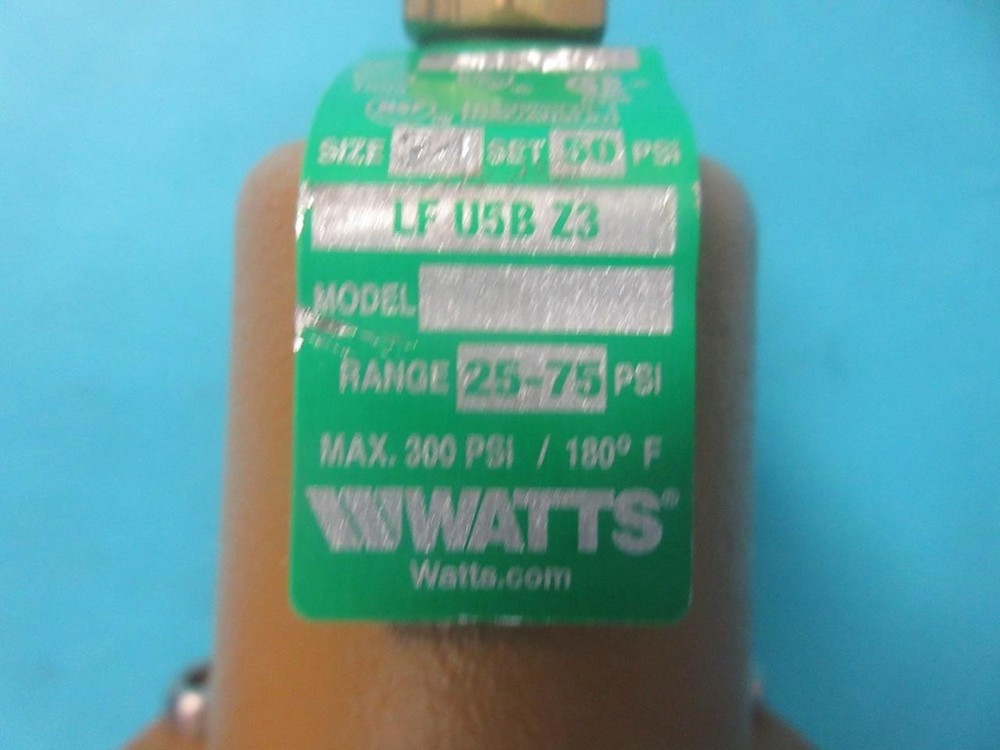 NEW 3/4" WATTS LF U5B Z3 LEAD FREE WATER REDUCING VALVE 25-75 PSI, MAX 300PSI