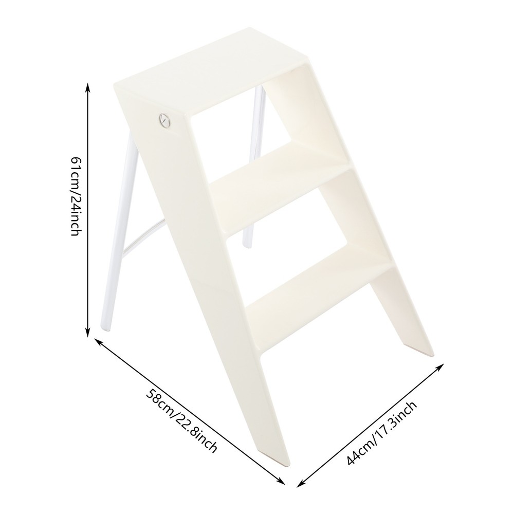 Portable Folding 3-step Step Stool With Anti-slip Features 220.46 Lbs Capacity