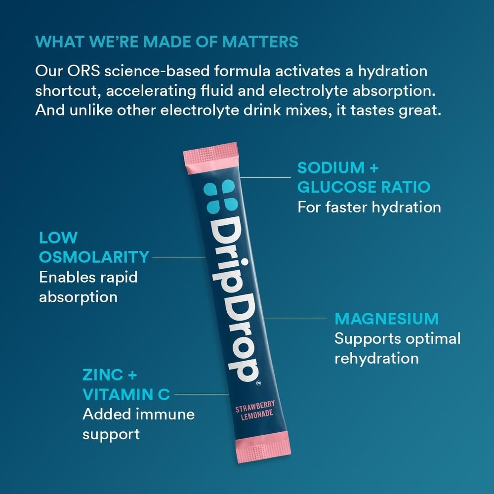DripDrop Hydration Packets - Juicy Variety Pack - Single Serve 16 Count