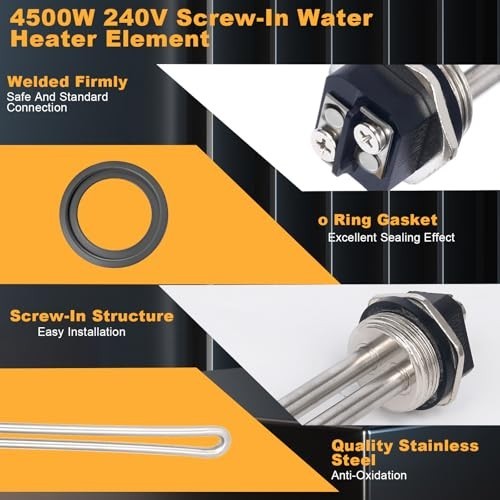 4500W 240V Electric Water Heater Element - Compatible with AO Smith ECT, ECS, EC