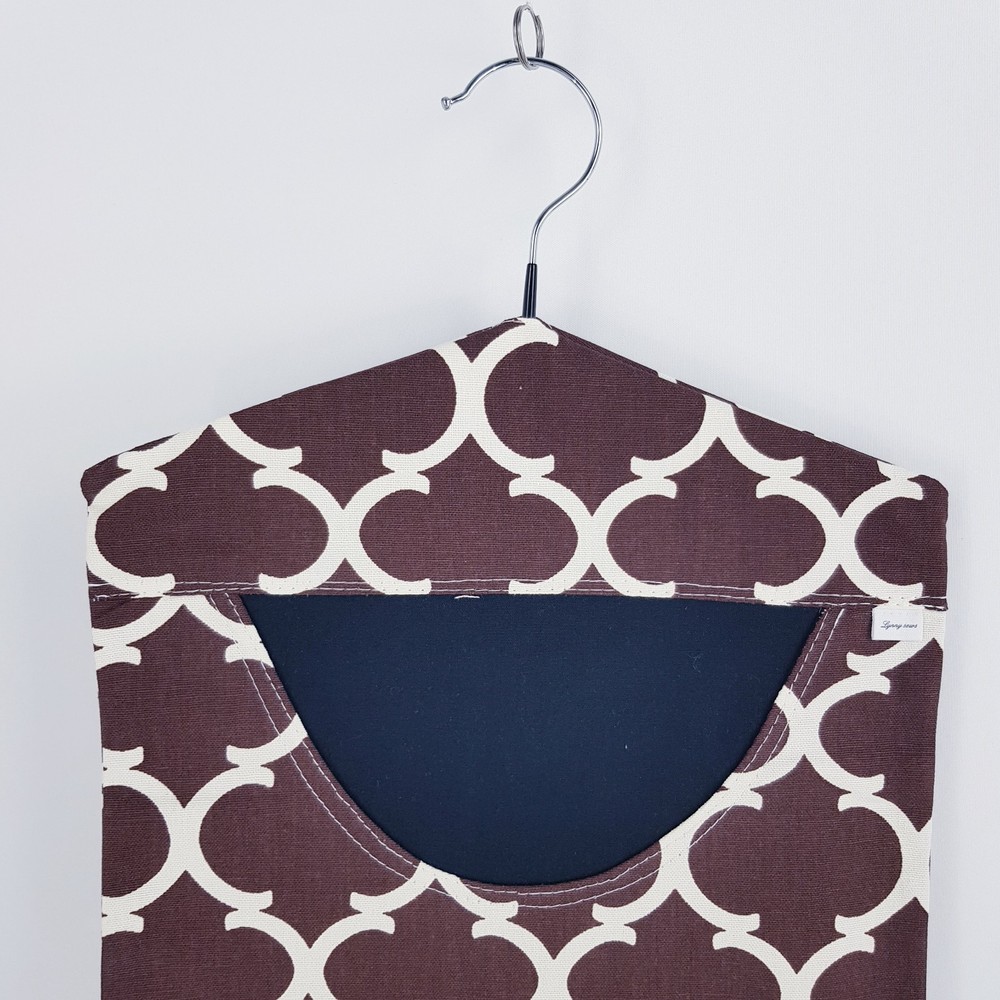 Peg Bag Handmade Brown White Patterned Lined Laundry Clothes Peg Holder