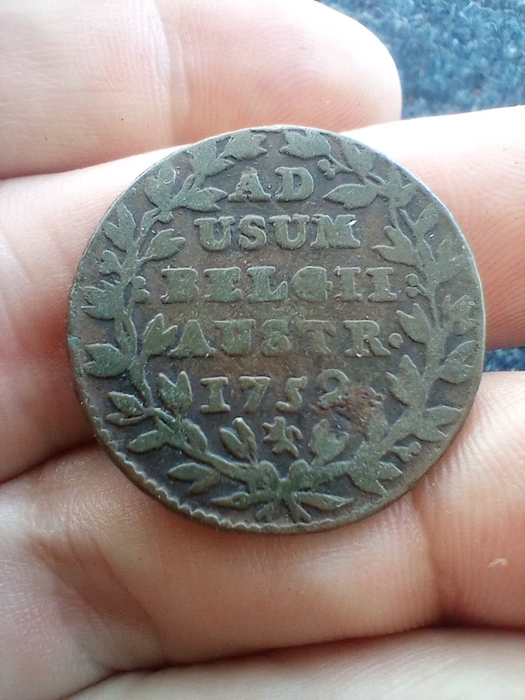 1752 Austro Netherlands 1 Liard Coin - Original