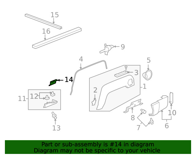 Genuine GM Passenger Side Quarter Panel Lower Finish Panel Bracket 94736966