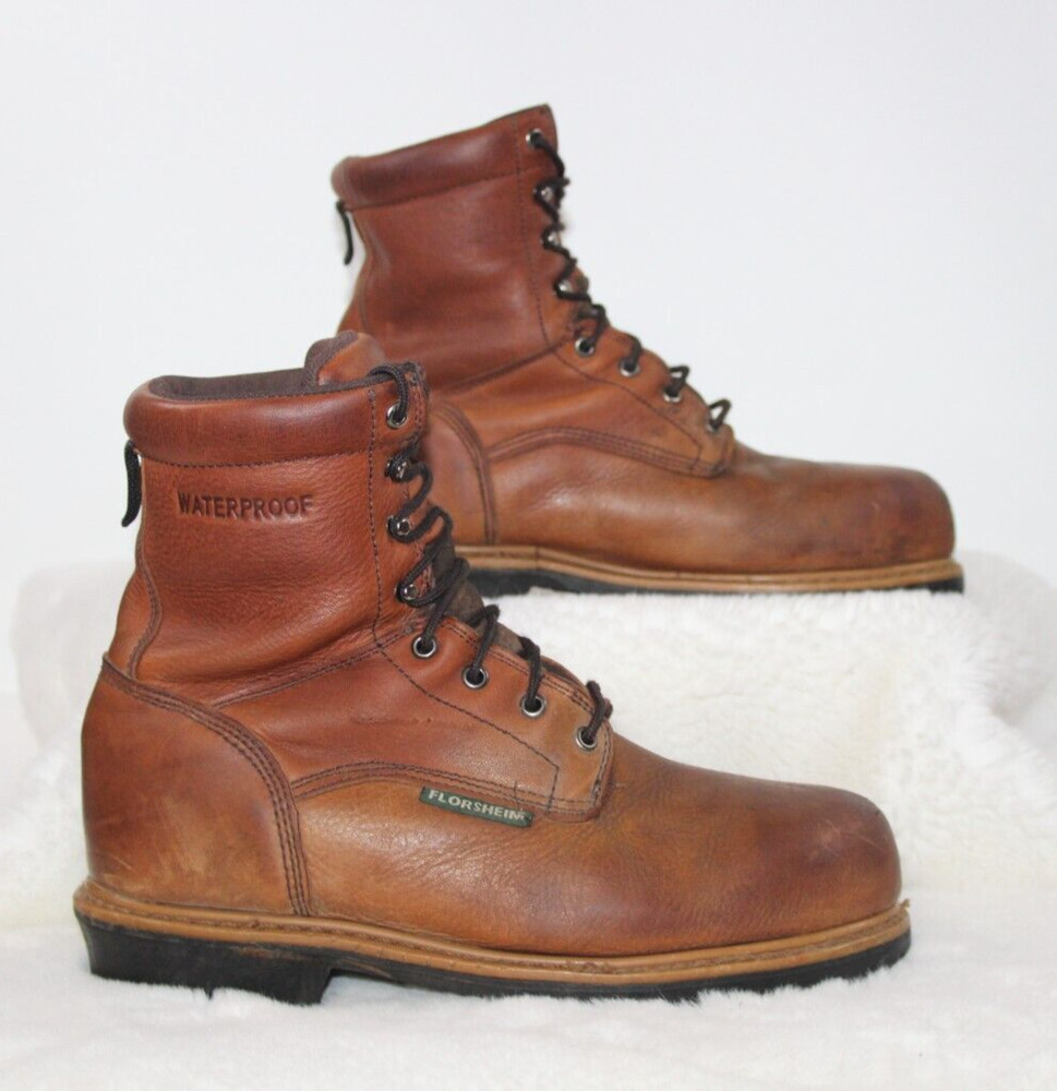 Florsheim 9" Brown Waterproof Electrical Hazard Logger Work Boot 9.5D Safety Toe