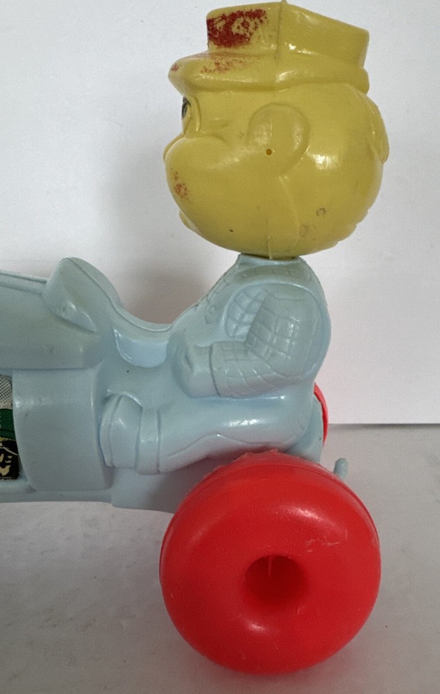 Empire Tractor Farmer Bobble Head Pull Toy Blow Mold Original Pull String Rare