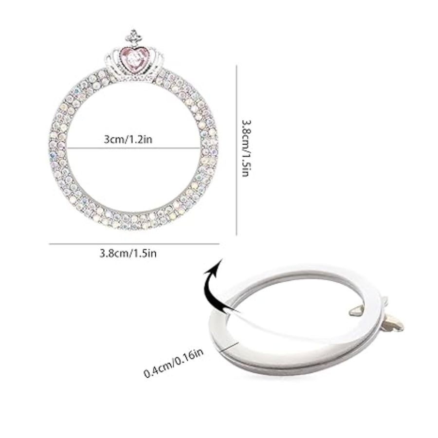 Car Engine Start Stop Button Ring, Pink Crown Push Start Button Decor, Colorful