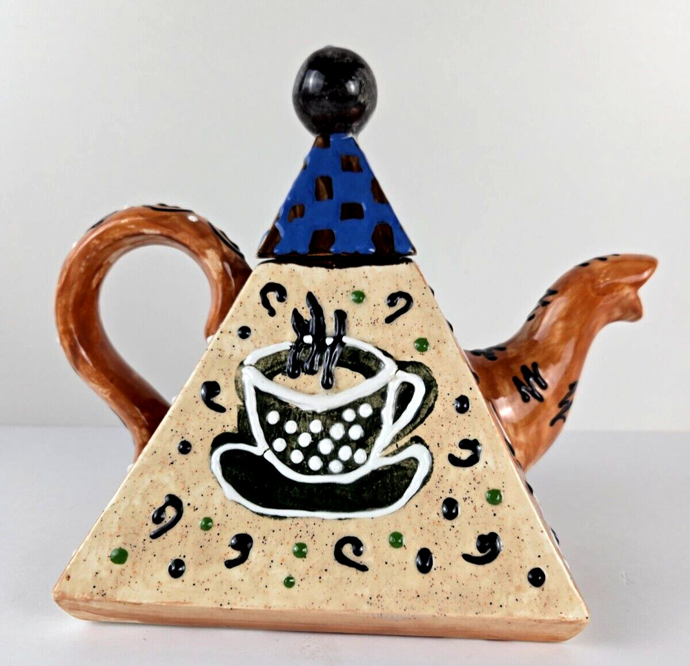 Handmade Ceramic Pyramid Teapot With Lid Multicolor/Decorative Use Only