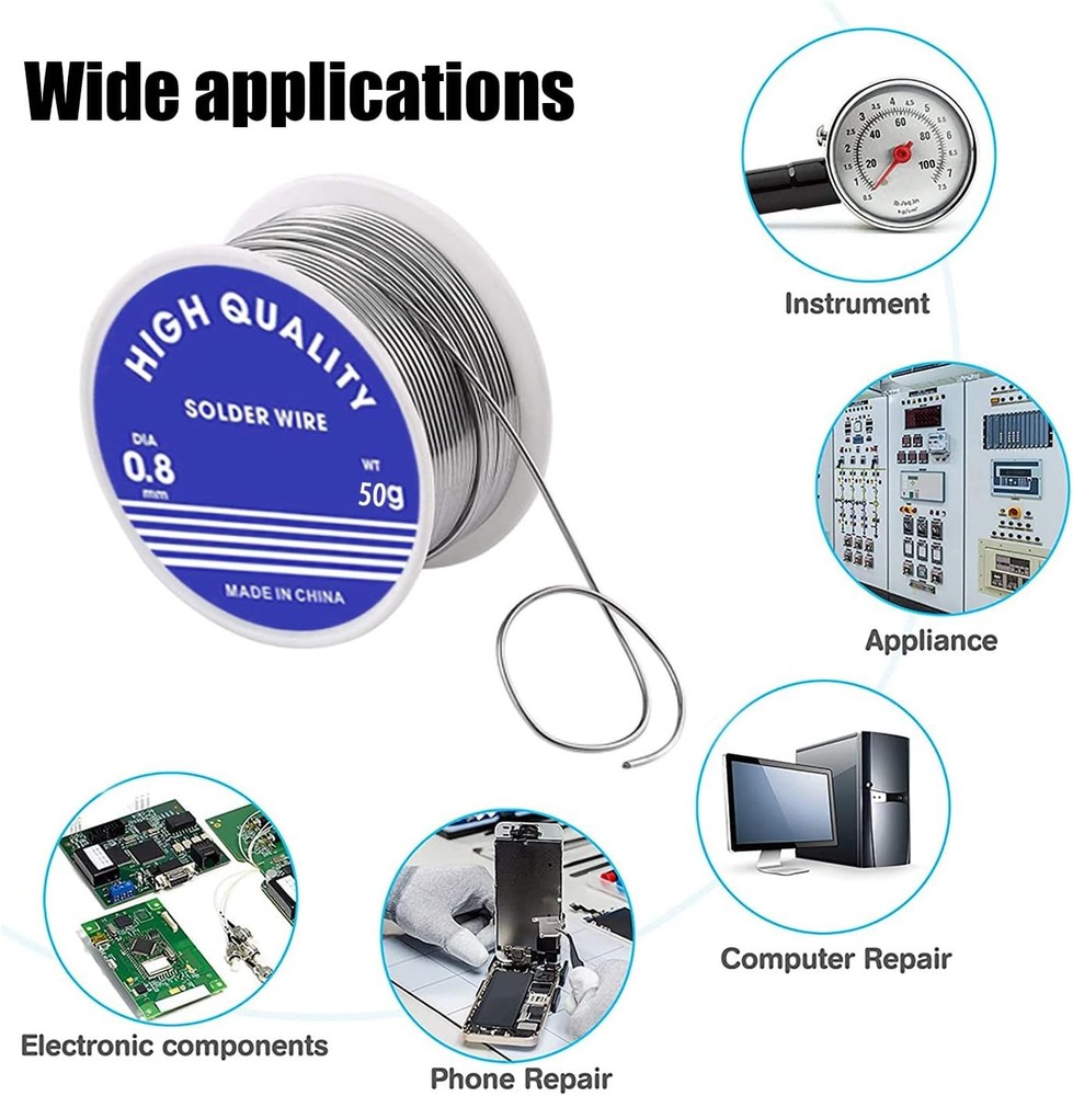 Solder Wire,0.8mm Diameter Rosin Core for Electronic Medium, Silver