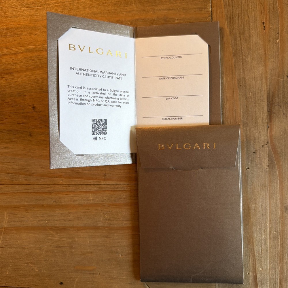 BULGARI BVLGARI Certificate of Authenticity