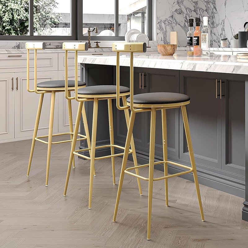 Ergonomic Bar Stools Sturdy PU Leather Kitchen Counter Chairs New