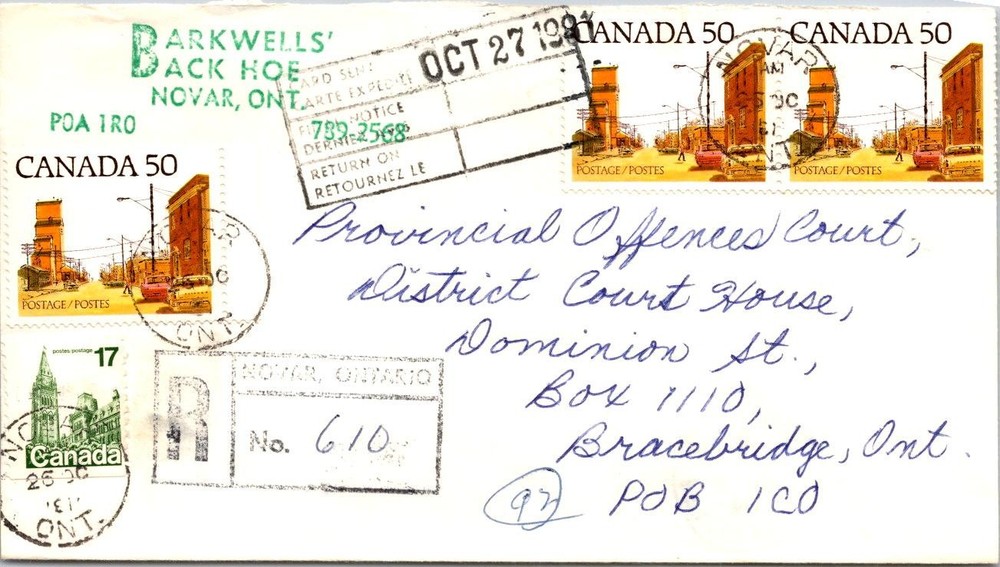 Canada 1981 Registered Mail - Novar Ont - A02252