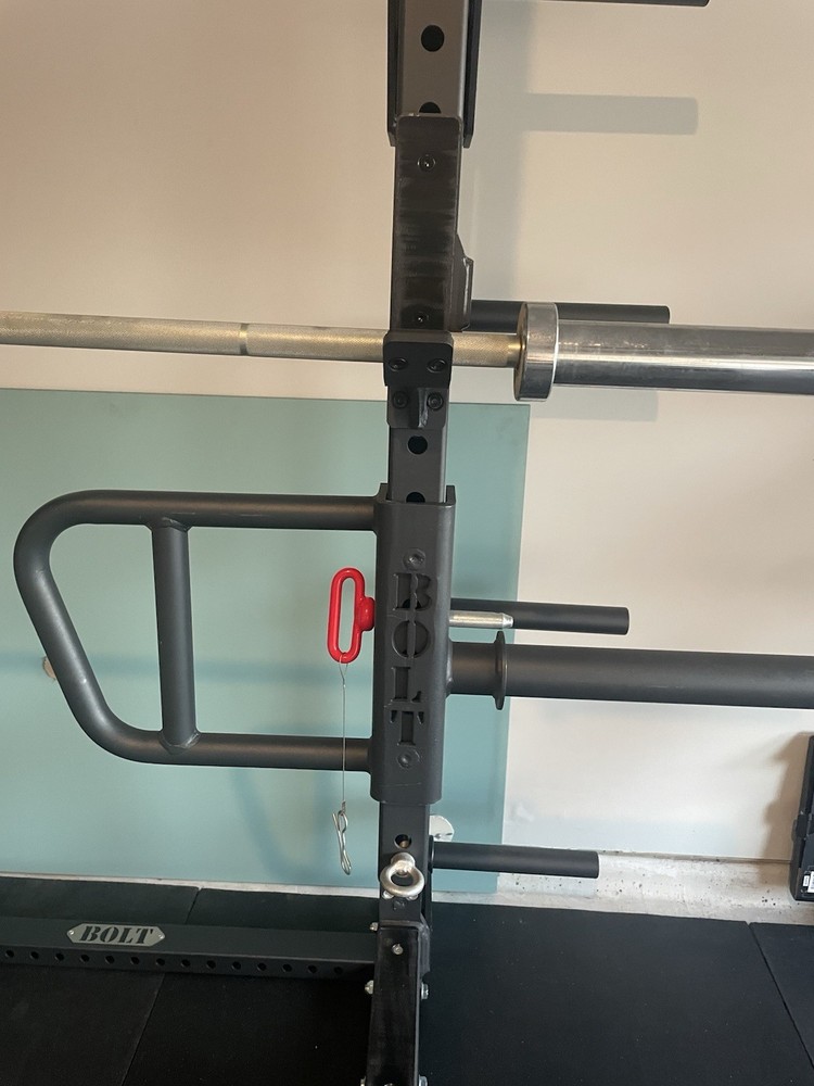 BOLT Adjustable Power Rack Steel with Barbell, Pull-Up Bar & Plate Storage