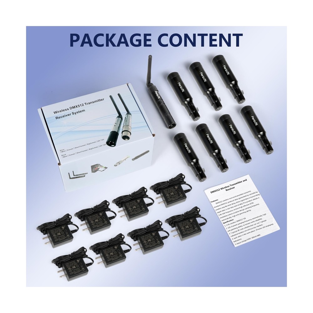 Wireless DMX512 Transmitter Receiver Rechargeable DMX Wireless 1 Transmitter ...