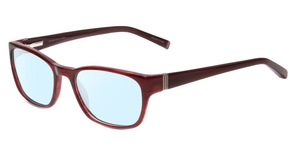 Jones NY J748 Unisex Oval Multi-Focus Blue Light Glasses in Ruby Red Silver 51mm