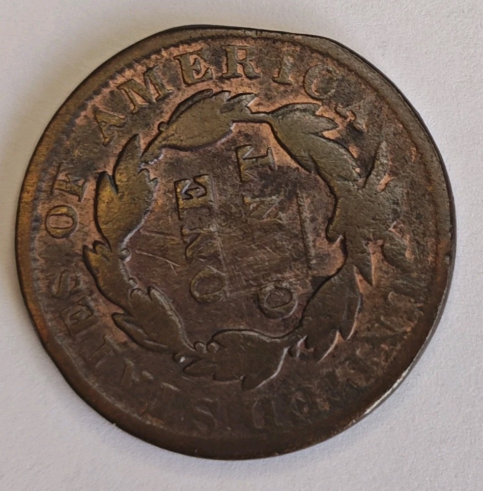 1831 Coronet Head Large Cent • Straight Clipped Planchet Error • AG/G