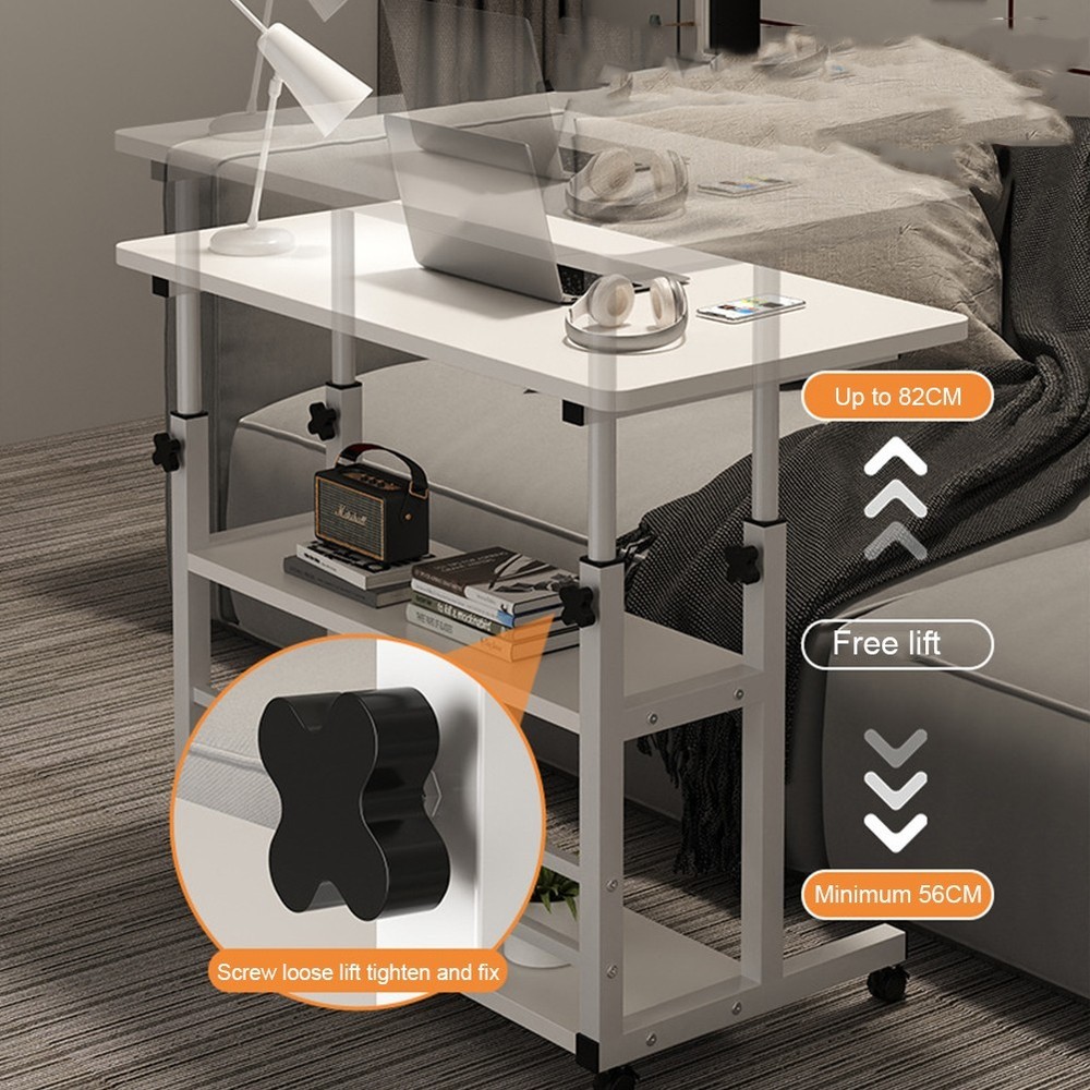 Rolling Laptop Desk Office Computer Table Stand Up Workstation Adjustable Height